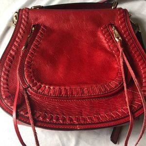Rebecca minkoff red small vanity saddle purse